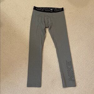Nike Pro Kids Gray Dri Fit Leggings with Logo